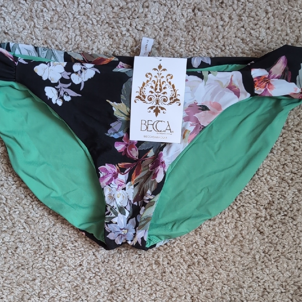 BECCA Floral Bikini Bottom - Black and Green - Picture 4 of 4